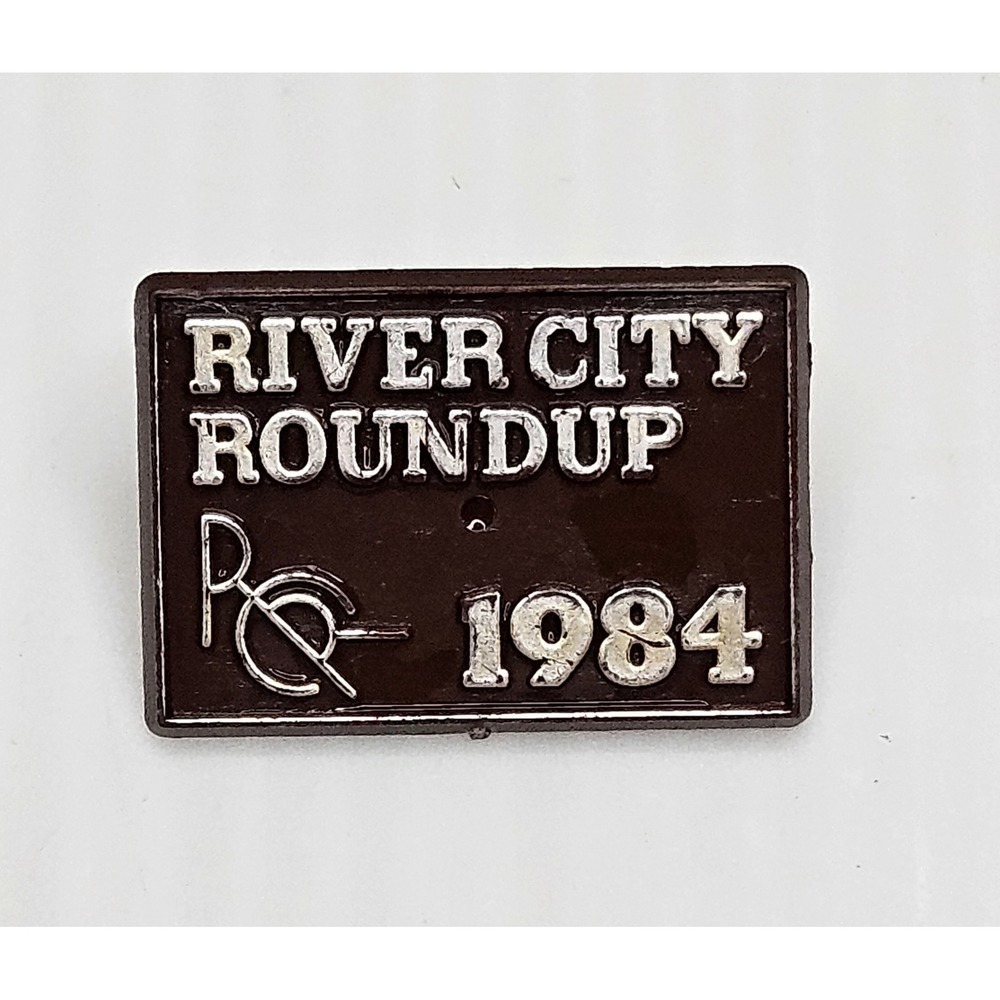 Vintage 1984 River City Roundup Lapel Pin Omaha Nebraska Rodeo Western Heritage